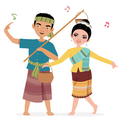 thai isan dance - obrazy, fototapety, plakaty