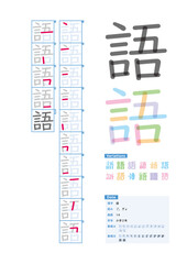 書き順_小学2年_語（ご、ぎょ）_Stroke order of Japanese Kanji