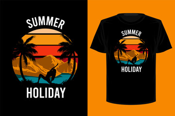 Summer holiday retro vintage t shirt design - obrazy, fototapety, plakaty