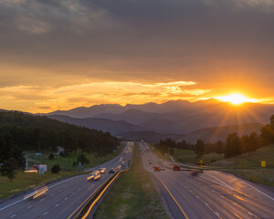 Mountain Highway at Sunset