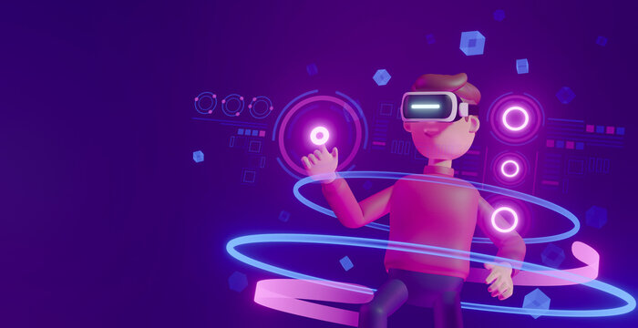 Metaverse technology future concept. VR virtual digital reality cyber metaverse simulation Innovation connection global blockchain experiences network futuristic. 3d rendering.