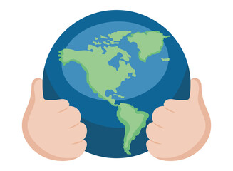 hands with earth planet