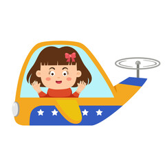 little girl an airplane across the sky illustration vector