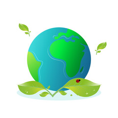 beautiful planet earth is decorated with green leaves