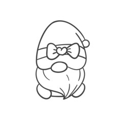 Obraz premium Line art cartoon Easter gnomes holding eggs decorate coloring book for kids
