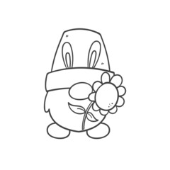 Line art cartoon Easter gnomes holding eggs decorate coloring book for kids