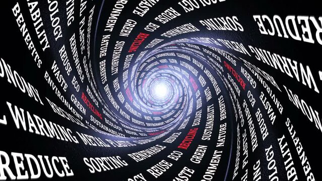 RECYCLING Keywords on the Tunnel Walls, Animation, Background, Loop
