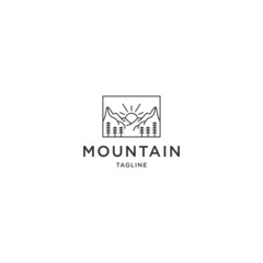 Naklejka premium Mountain line logo icon design template flat vector