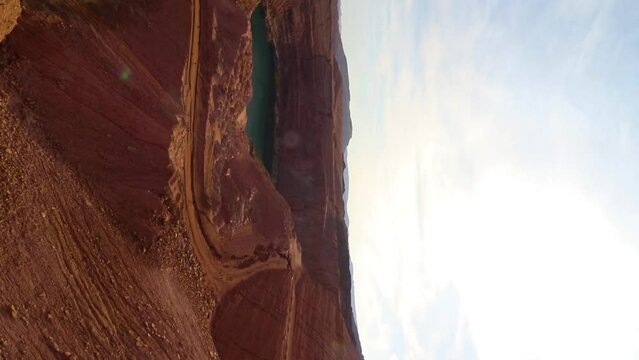 A huge lake of salt water in the middle of the desert in Timna Park in southern Israel.