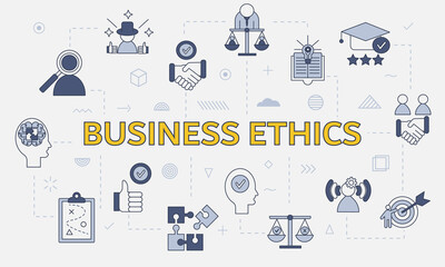 business ethics concept with icon set with big word or text on center