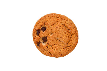 oatmeal cookies with chocolate pieces isolated on white background