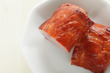 Halved cut roasted pork for Chinese food image