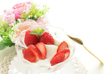 Freshness strawberries and yogurt for healthy dessert