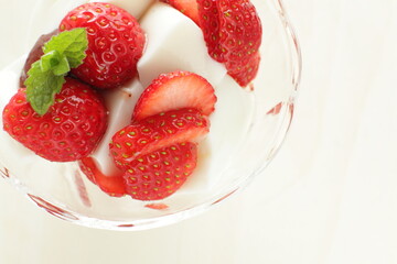 Freshness strawberries and yogurt for healthy dessert