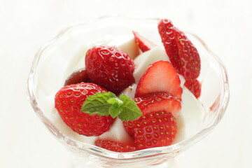 Freshness strawberries and yogurt for healthy dessert
