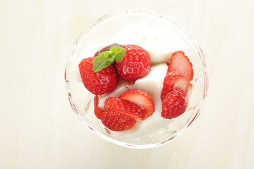 Freshness strawberries and yogurt for healthy dessert
