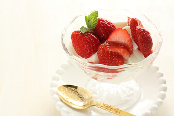 Freshness strawberries and yogurt for healthy dessert