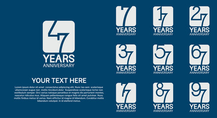 set anniversary logotype premium collection silver color in square isolated on blue background