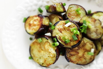 homemade Chinese grilled eggplant served with spring onion
