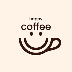 coffee cup smile logo design. vector eps 10
