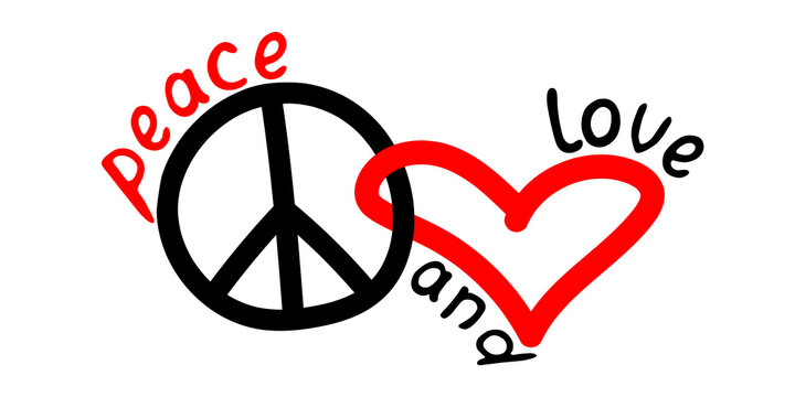 Peace and love - vector international symbol of pacifism, disarmament, anti-war movement in simple doodle flat style
