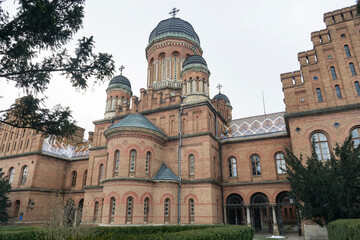 Fototapeta na wymiar Orthodox Church of Three Saints on the territory of Chernivtsi National University in Chernivtsi, Ukraine