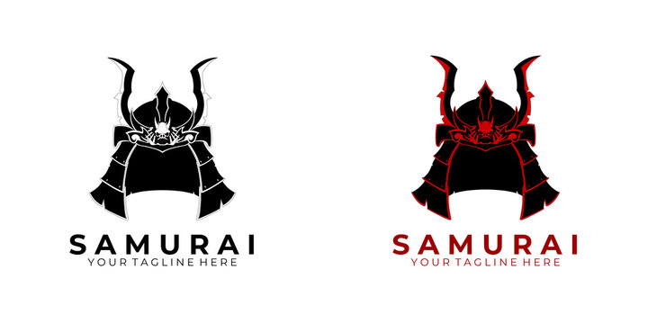 samurai logo design modern vector art illustration face machine technology robot icon vintage style
