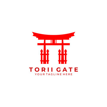 torii gate logo art icon vector illustration design architecture culture traditional japanese travel tokyo