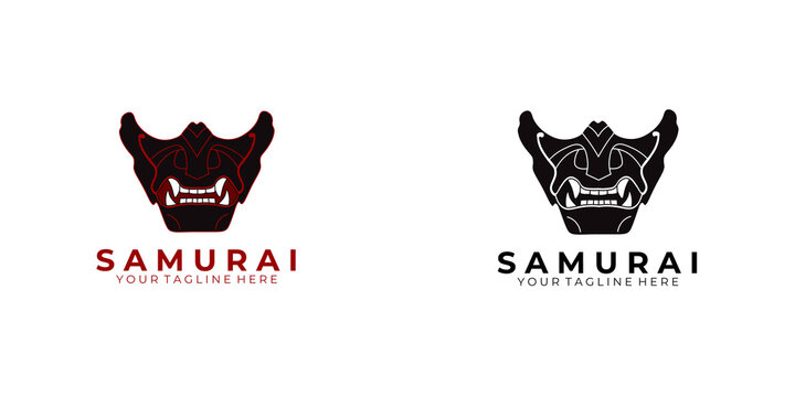 samurai logo design modern vector art illustration face machine technology robot icon vintage style