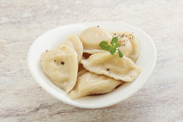 Russian traditional Vareniki - dumplings with potato