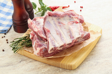 Raw pork ribs for cooking