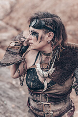 portrait of a woman in post apocalypse desert