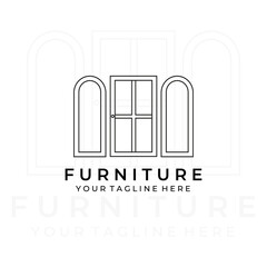 furniture illustration line art vector design logo. nature indoor monoline outline linear simple minimalist minimal