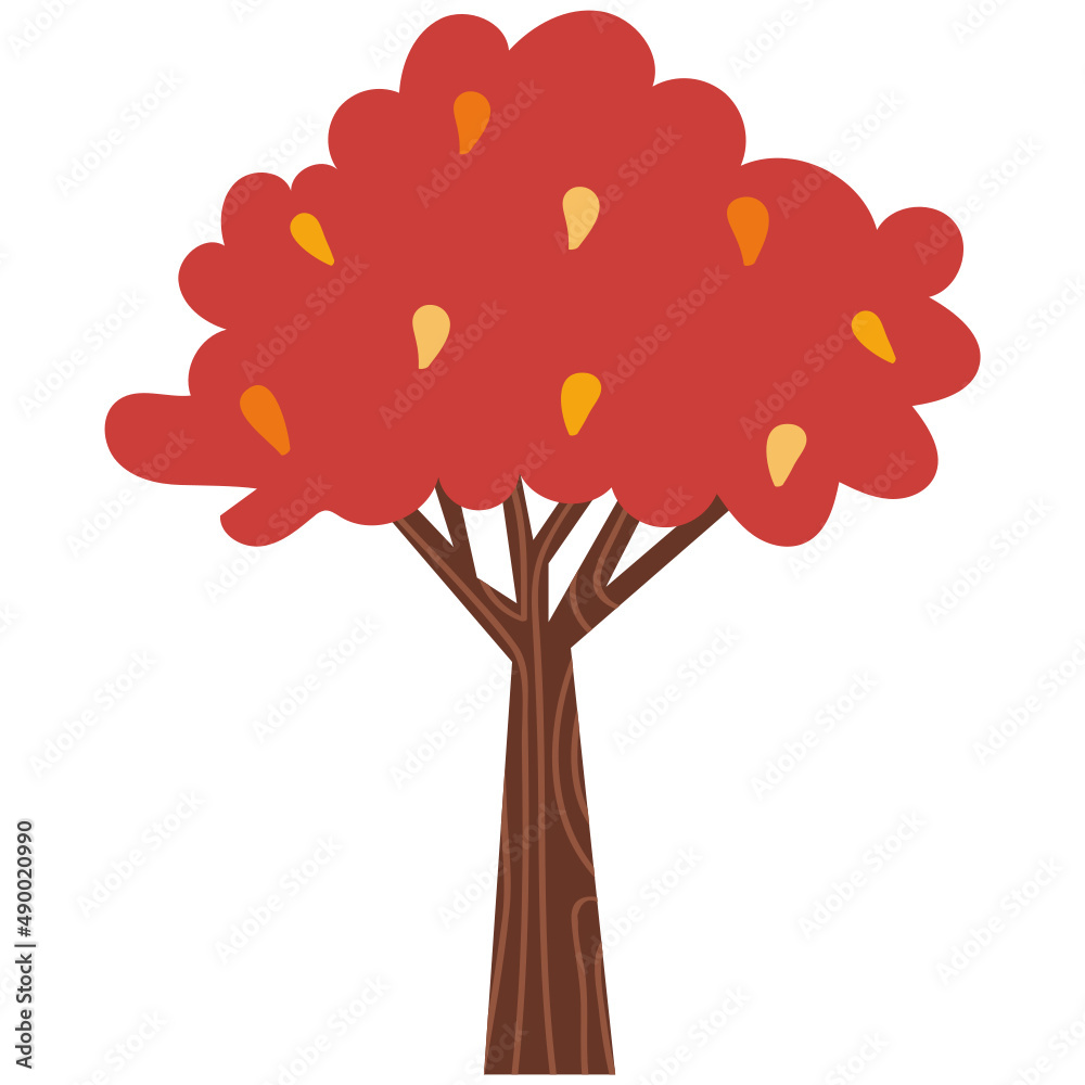 Canvas Prints Red tree vector illustration in flat color design