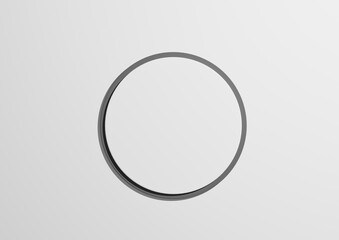 3D illustration of a white circle podium or stand top view flat lay product display minimal, simple white or light gray background with copy space for text 