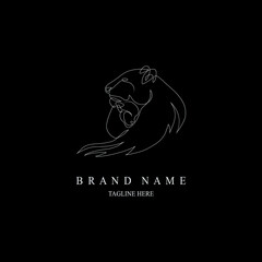 lion line style logo template design for brand or company and other