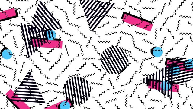 Big colorful geometric shapes in 80s style, abstract business, corporate and retro style background