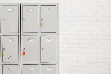 Modern locker near white wall