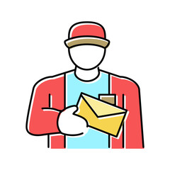 postman worker color icon vector illustration