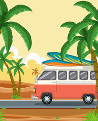 Holiday road trip concept with motorhome