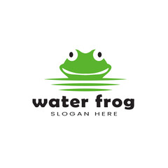 Green Water Frog logo vector design template, Animal silhouette, Isolated background illustration