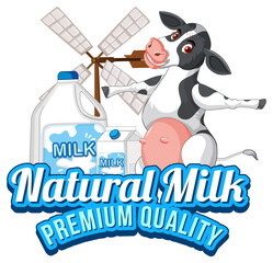 A cow with a Natural milk label
