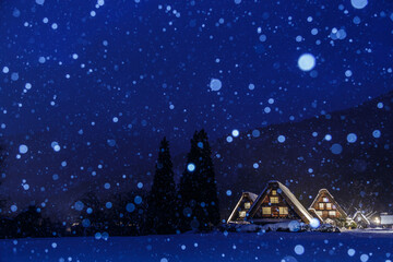 雪が降る冬の世界遺産　白川村ライトアップ © naomi sugitani