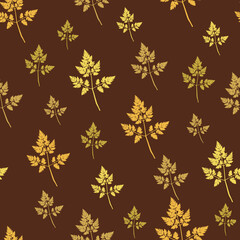 yellow and brown vintage flowers seamless background