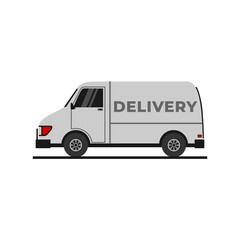 cargo truck vector illustration with delivery text.