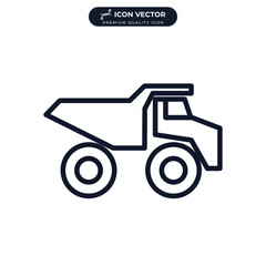 Heavy duty dump truck icon symbol template for graphic and web design collection logo vector illustration