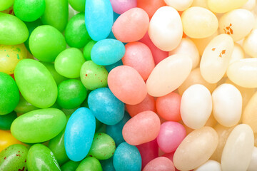 Different jelly beans as background, closeup