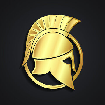 3d spartan helmet gold symbol