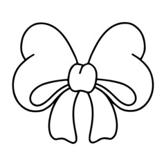 Coloring book page for kids. Packing bow. Cartoon style. Vector illustration isolated on white background.