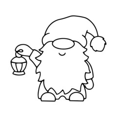 Garden Gnome. Coloring book page for kids. Cartoon style character. Vector illustration isolated on white background.